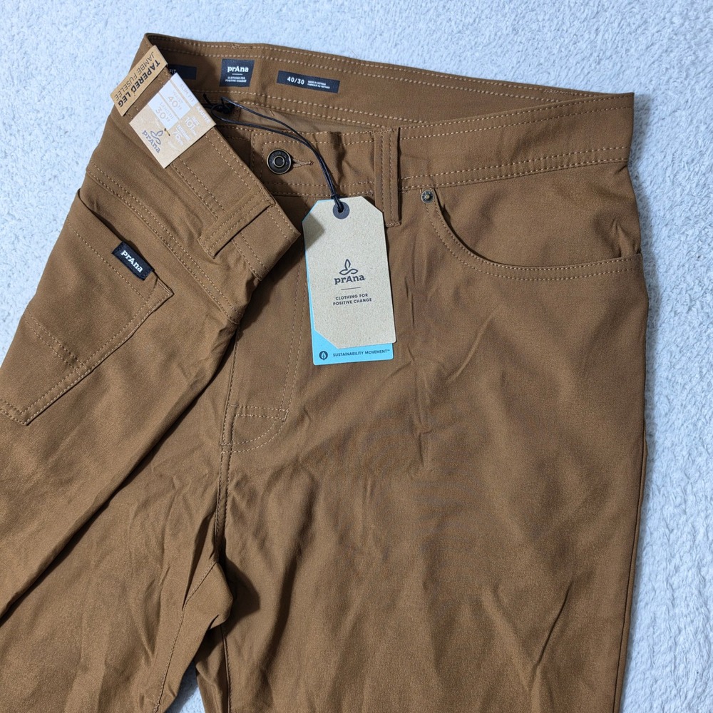 NEW! Prana Brion Slim Pant II Mens 40/30 Sepia Brown Stretch Tapered Leg 1965551